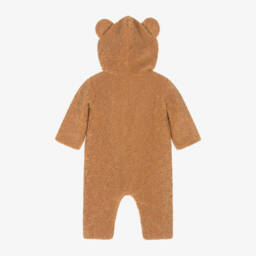 Moschino Малыши-Boys Tan Fleece Hooded Pramsuit | Childrensalon Outlet