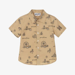 Moschino-Boys Taupe Circus Cotton Shirt | Childrensalon Outlet