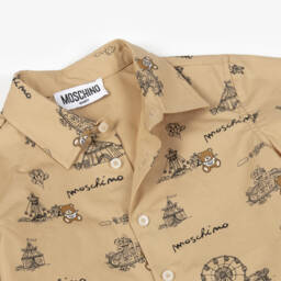 Moschino-Boys Taupe Circus Cotton Shirt | Childrensalon Outlet