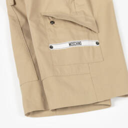 Moschino-Boys Taupe Cotton Utility Shorts | Childrensalon Outlet