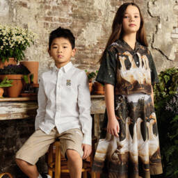 Moschino-Рубашка из белого хлопка с медвежьей эмблемой для мальчиков | Childrensalon Outlet