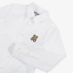 Moschino-Рубашка из белого хлопка с медвежьей эмблемой для мальчиков | Childrensalon Outlet