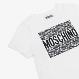 Moschino-Белая хлопковая футболка с логотипом для мальчиков | Childrensalon Outlet