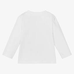 Moschino Малыши-Белый топ с мишкой на скейте для мальчиков | Childrensalon Outlet