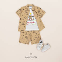 Moschino-Футболка из хлопка с белыми звездами для мальчиков | Childrensalon Outlet