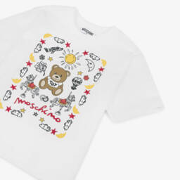 Moschino-Футболка из хлопка с белыми звездами для мальчиков | Childrensalon Outlet