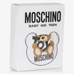 Moschino-طقم بلاي سوت أبيض للأولاد بشعار تيدي | Childrensalon Outlet