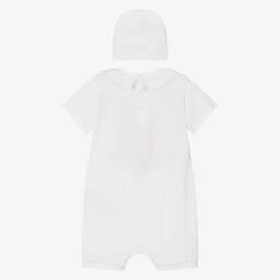 Moschino-طقم بلاي سوت أبيض للأولاد بشعار تيدي | Childrensalon Outlet