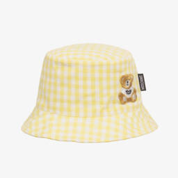 Moschino-Boys Yellow Checkered Bear Hat | Childrensalon Outlet