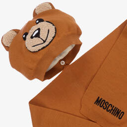 Moschino Малыши-Коричневый шарф и шапка Медвежонок | Childrensalon Outlet