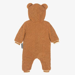 Moschino Baby-Brown Polar Fleece Teddy Bear Pramsuit | Childrensalon Outlet