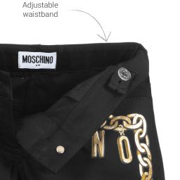 Moschino Кид-Тин-Черные джинсы с принтом-цепью для девочек | Childrensalon Outlet