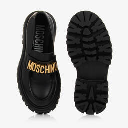 Moschino Kid-Teen-Girls Black Chunky Leather Loafers | Childrensalon Outlet