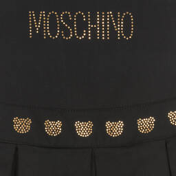Moschino Kid-Teen-Girls Black Cotton Rhinestone Teddy Dress | Childrensalon Outlet