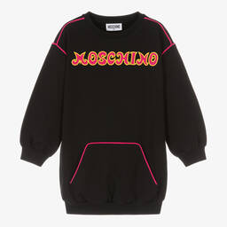 Moschino Kid-Teen-Girls Black Cotton Sweatshirt Dress | Childrensalon Outlet