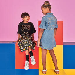 Moschino Кид-Тин-Girls Black Cotton Teddy Bear Gems Skirt | Childrensalon Outlet