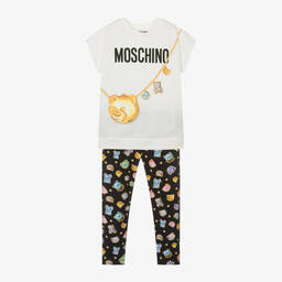 Moschino Кид-Тин-Girls Black Cotton Teddy Bear Leggings Set | Childrensalon Outlet