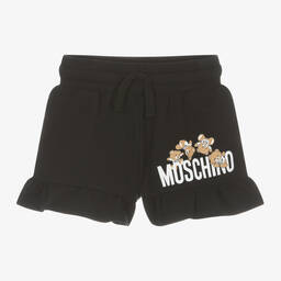 Moschino Kid-Teen-شورت بطبعة تيدي بير قطن جيرسي لون أسود للبنات | Childrensalon Outlet