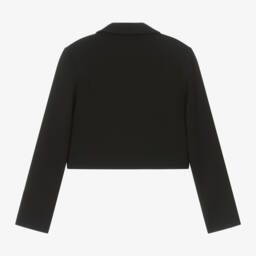 Moschino Kid-Teen-Girls Black Crepe Cropped Jacket | Childrensalon Outlet