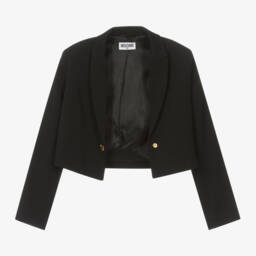 Moschino Kid-Teen-Girls Black Crepe Cropped Jacket | Childrensalon Outlet