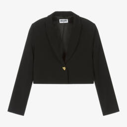 Moschino Kid-Teen-Girls Black Crepe Cropped Jacket | Childrensalon Outlet
