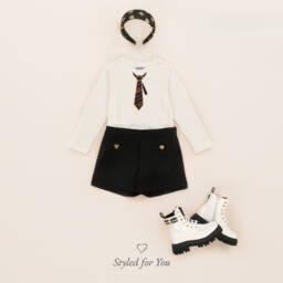 Moschino Kid-Teen-شورت كريب لون أسود للبنات | Childrensalon Outlet
