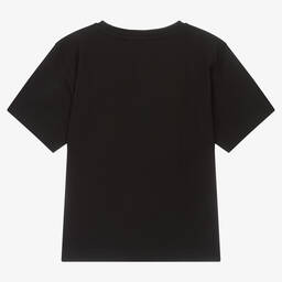 Moschino Kid-Teen-Girls Black Embroidered Logo T-Shirt | Childrensalon Outlet