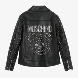 Moschino Kid-Teen-Girls Black Faux Leather Bikers Jacket | Childrensalon Outlet