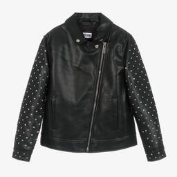 Moschino Kid-Teen-Girls Black Faux Leather Bikers Jacket | Childrensalon Outlet