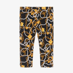 Moschino Малыши-Girls Black & Gold Cotton Logo Leggings | Childrensalon Outlet