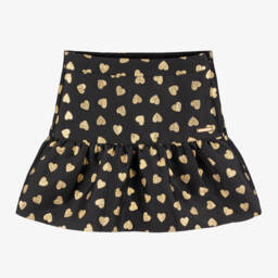 Moschino Kid-Teen-Girls Black Gold Heart Pattern Skirt | Childrensalon Outlet