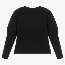 Moschino Kid-Teen-Girls Black & Gold Logo Cotton Top | Childrensalon Outlet