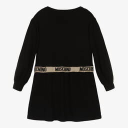 Moschino Kid-Teen-فستان مزيج فيسكوز وكشمير محبوك لون أسود | Childrensalon Outlet
