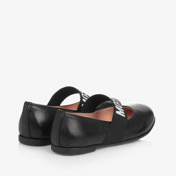 Moschino Kid-Teen-Girls Black Leather Ballerina Pumps | Childrensalon Outlet