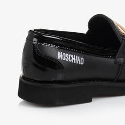 Moschino Кид-Тин-Черные кожаные лоферы с медвежатами | Childrensalon Outlet
