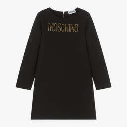 Moschino Kid-Teen-Girls Black Milano Jersey Dress | Childrensalon Outlet