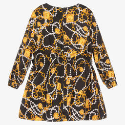 Moschino Кид-Тин-Girls Black Pearl & Chain Logo Dress | Childrensalon Outlet