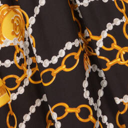 Moschino Кид-Тин-Girls Black Pearl & Chain Logo Dress | Childrensalon Outlet