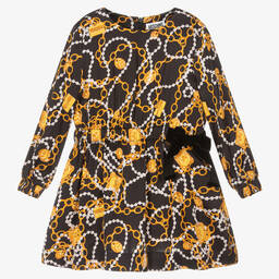 Moschino Кид-Тин-Girls Black Pearl & Chain Logo Dress | Childrensalon Outlet