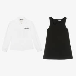 Moschino Kid-Teen-طقم فستان بينافور قطن بوبلين لون أسود | Childrensalon Outlet