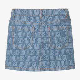 Moschino Kid-Teen-Girls Blue Jacquard Denim Skirt | Childrensalon Outlet