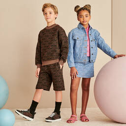 Moschino Kid-Teen-Girls Blue Jacquard Denim Skirt | Childrensalon Outlet