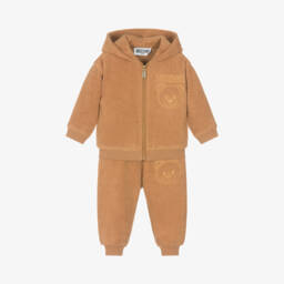 Moschino Baby-Girls Brown Fleece Teddy Set | Childrensalon Outlet