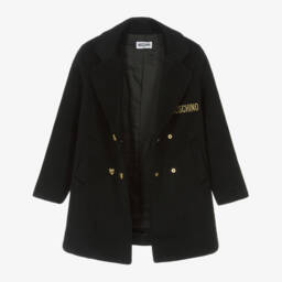 Moschino Кид-Тин-Girls Charcoal Wool Blend Coat | Childrensalon Outlet
