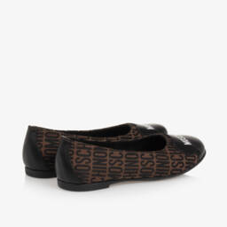 Moschino-Коричневые жаккардовые балетки для девочек | Childrensalon Outlet