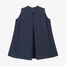 Moschino-Платье из хлопкового поплина синее для девочек | Childrensalon Outlet