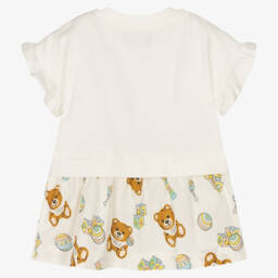 Moschino Baby-Girls Cream Bear Print Dress Set | Childrensalon Outlet