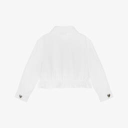 Moschino-جاكيت دنيم قطني بلون كريمي للبنات | Childrensalon Outlet