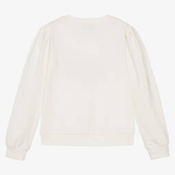 Moschino Kid-Teen-Girls Cream Cotton Heart Design Sweatshirt | Childrensalon Outlet