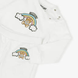 Moschino-Girls Creamy Rainbow Cotton Tracksuit | Childrensalon Outlet